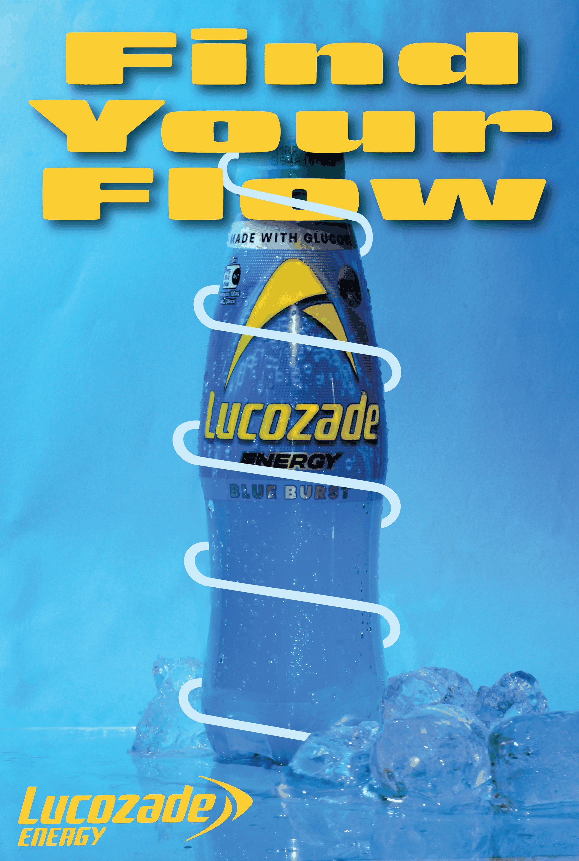 Lucozade Sport — composite with blue flame backdrop